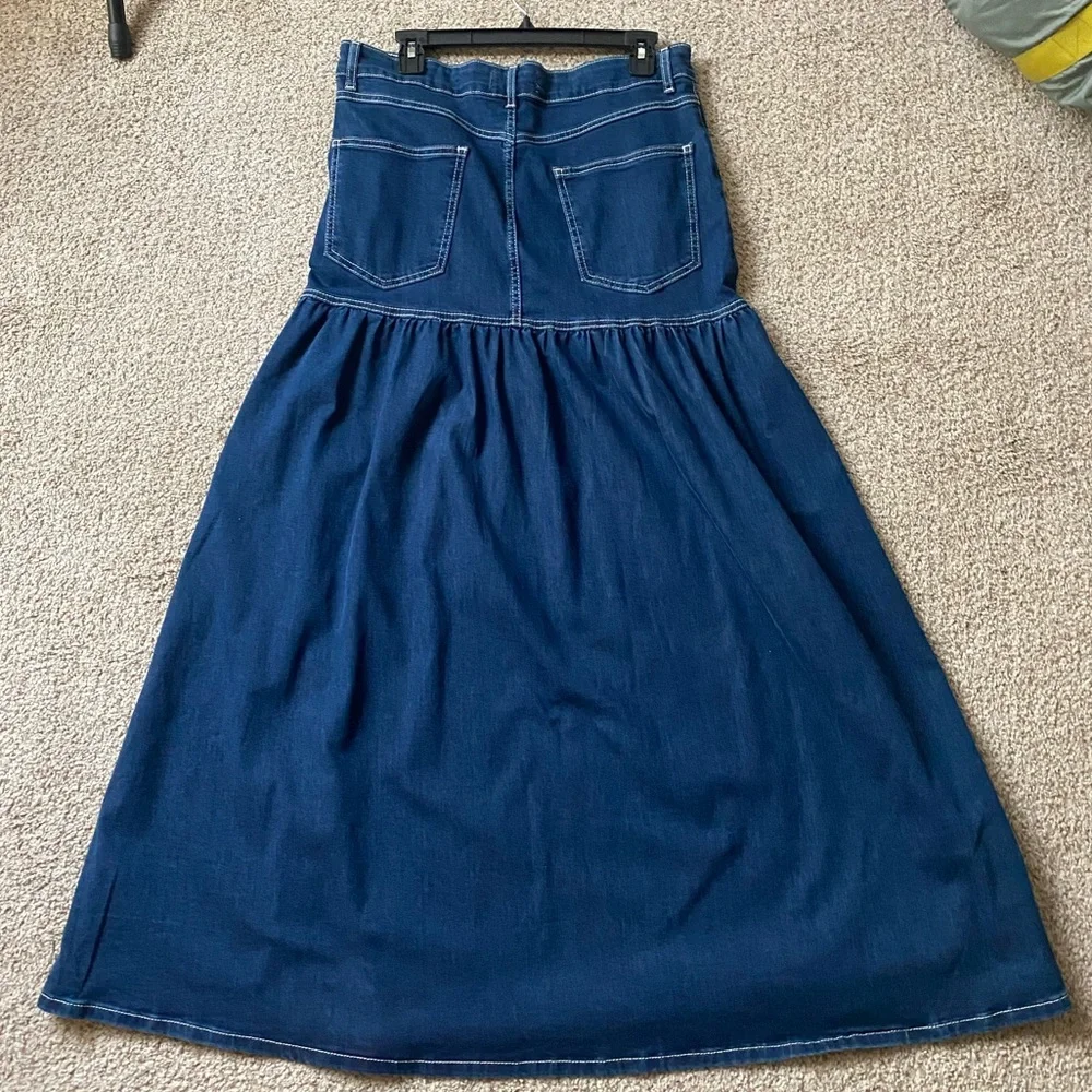 NWOT Free People Jordan Maxi Skirt We the Free Deep Blue Wash Size 12 - Picture 6 of 8